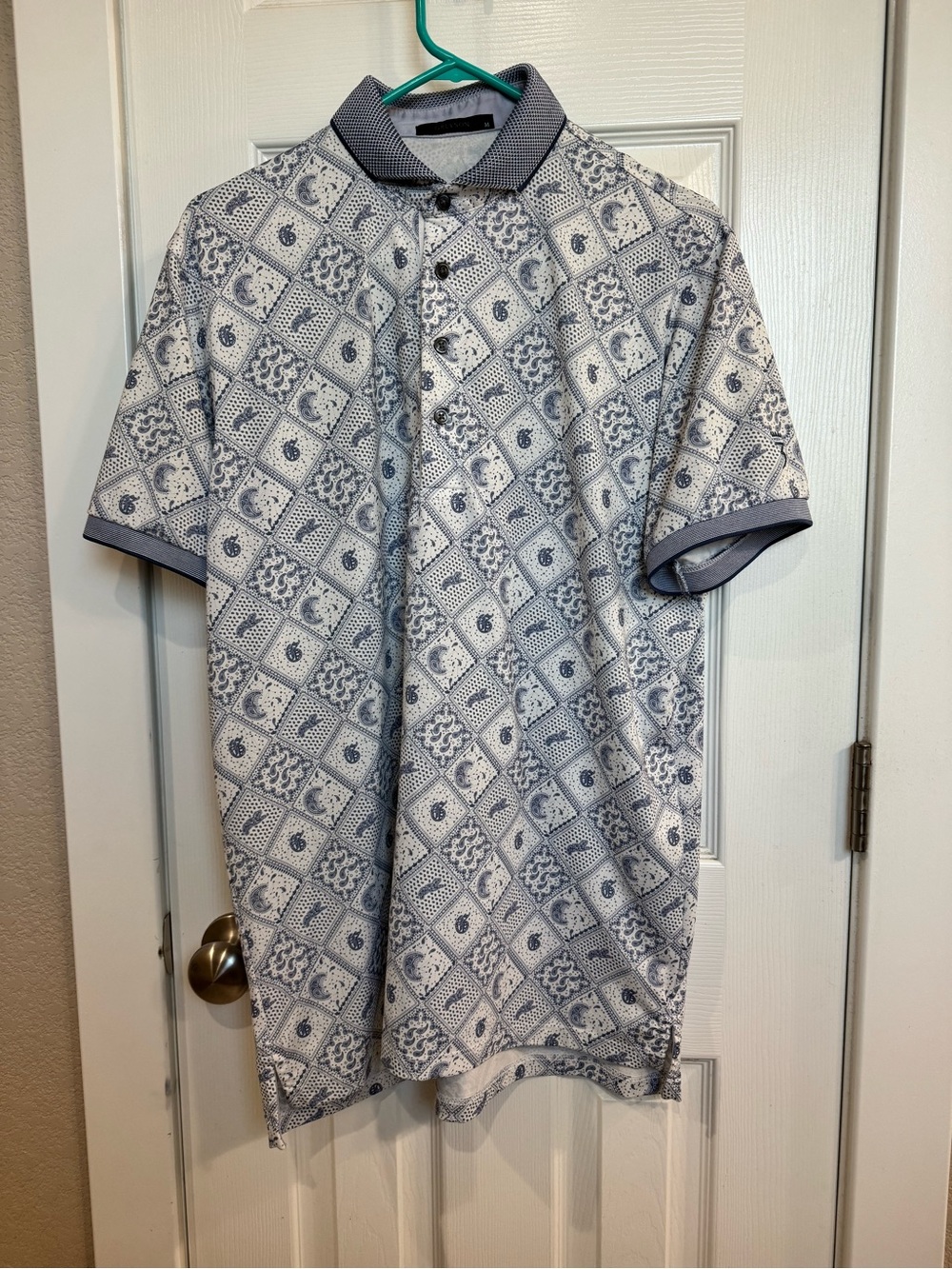 Greyson Men's Blue-Gray Patterned Golf Polo